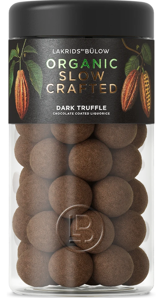 Lakrids by Bülow Dark Truffle – Licorice candies with a dark chocolate coating in elegant packaging