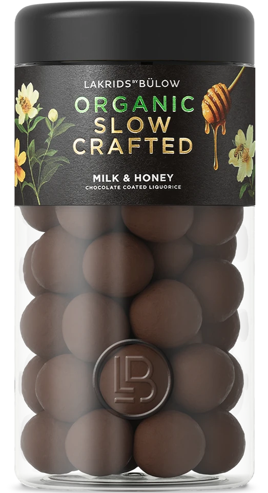 Lakrids by Bülow MILK & HONEY – black licorice pieces with sugar glaze in elegant packaging