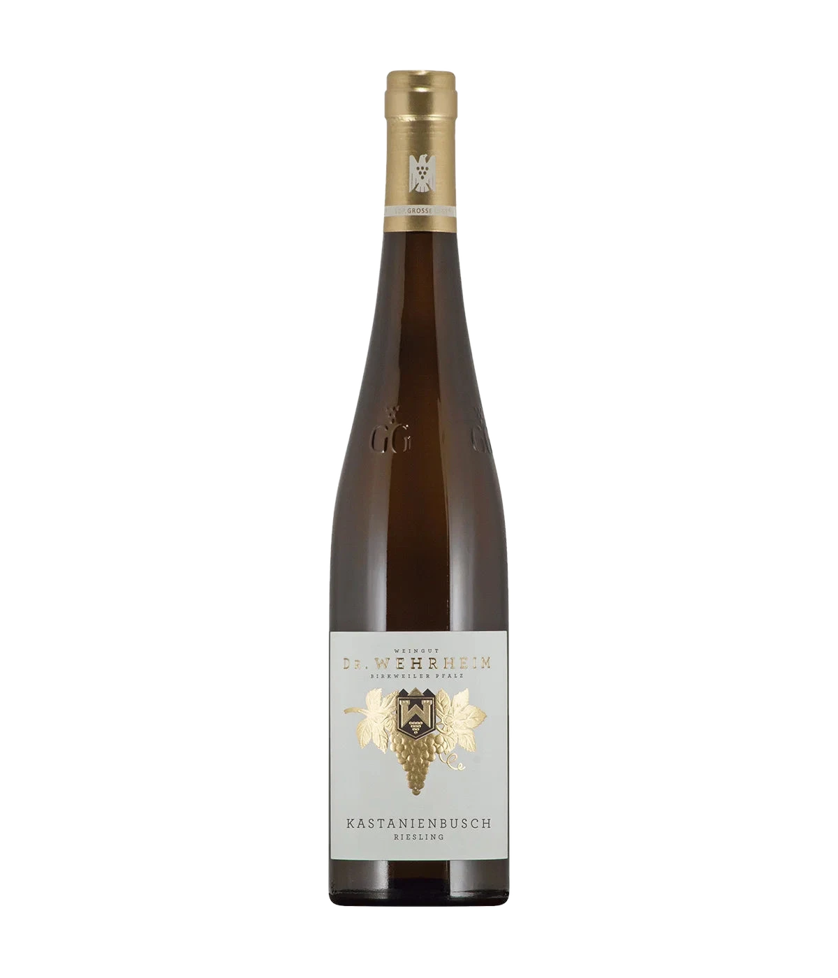 Dr. Wehrheim Riesling Kastanienbusch GG – white wine bottle with label, organic wine from the Palatinate