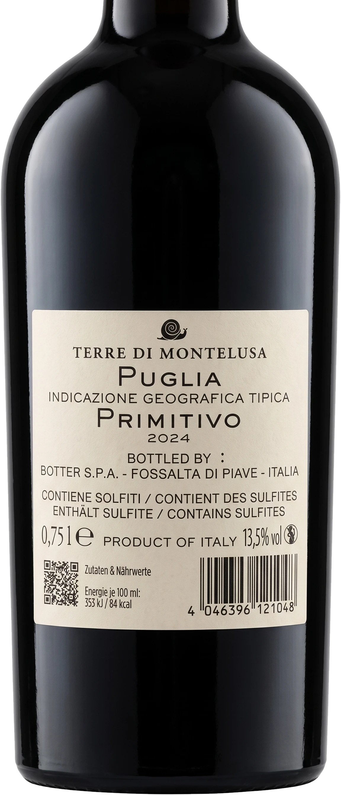 Rücketikett Terre di Montelusa Primitivo Altopiano Puglia