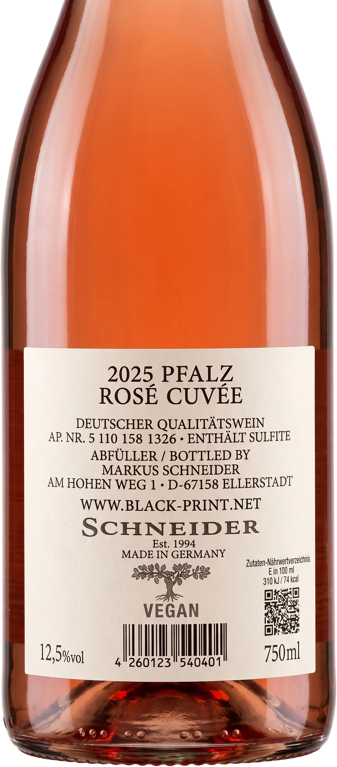 Back label Markus Schneider Rosé Saigner