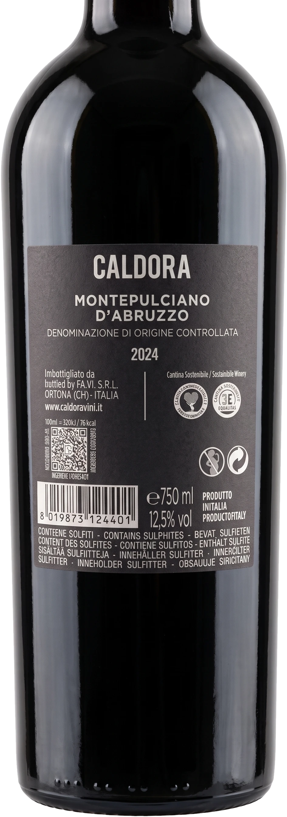 Rücketikett Caldora Montepulciano d'Abruzzo