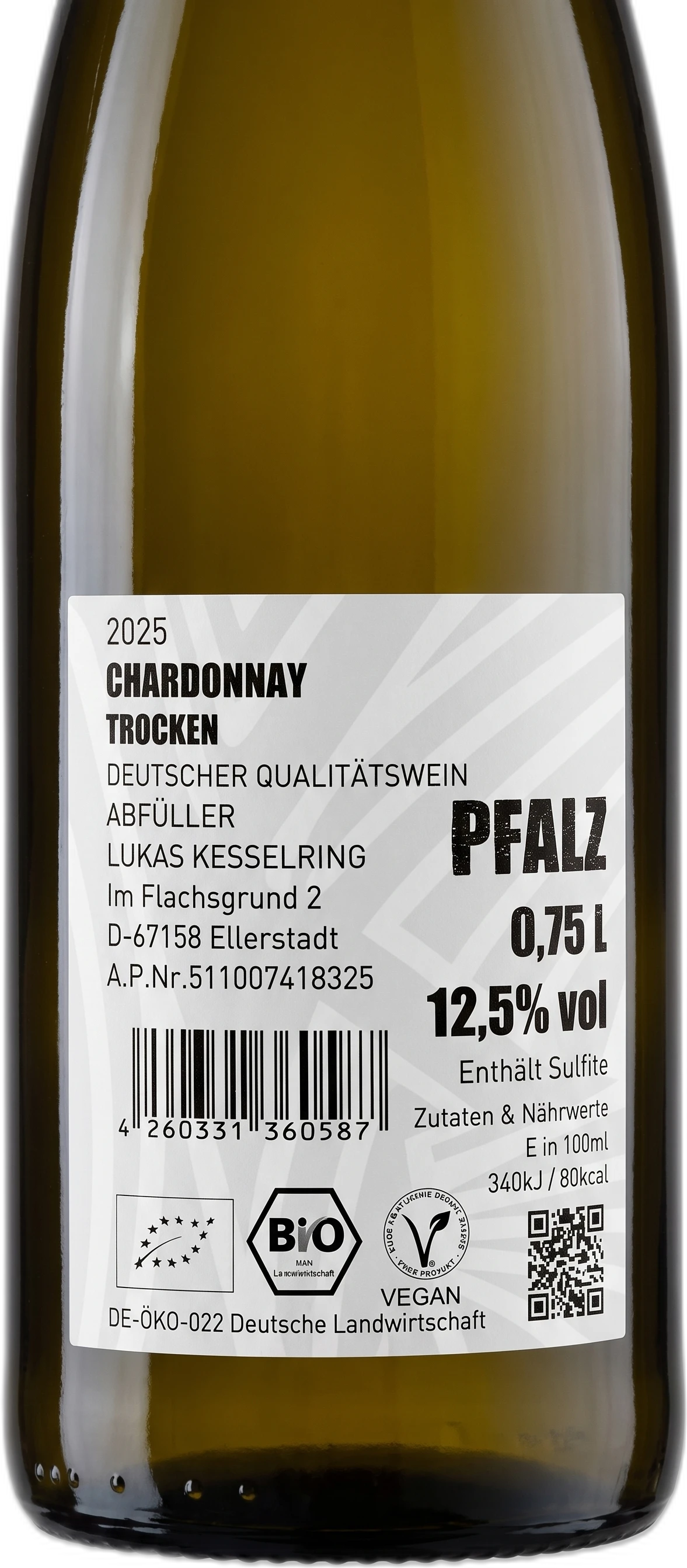 Back label Kesselring Chardonnay