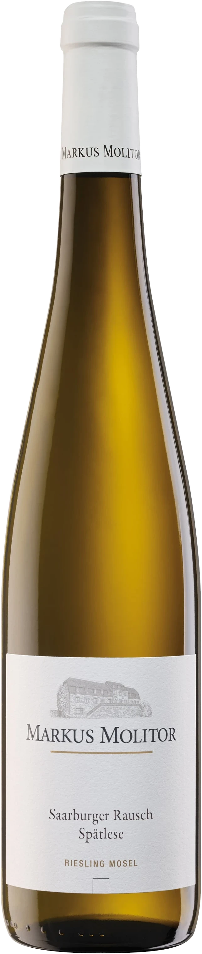 Weingut Markus Molitor Saarburger Rausch Riesling Spätlese, light white wine bottle with white label