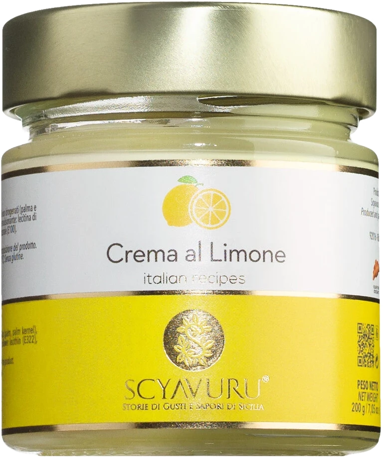 Glas Crema al Limone von Scyavuru – sizilianische Zitronencreme, streichfähig, dicht und samtig