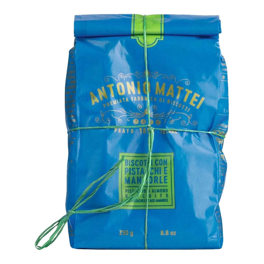 Biscottificio Antonio Mattei Biscotti Pistacchi e Mandorle – Kekse mit ganzen Pistazien und Mandeln in blauer Tüte