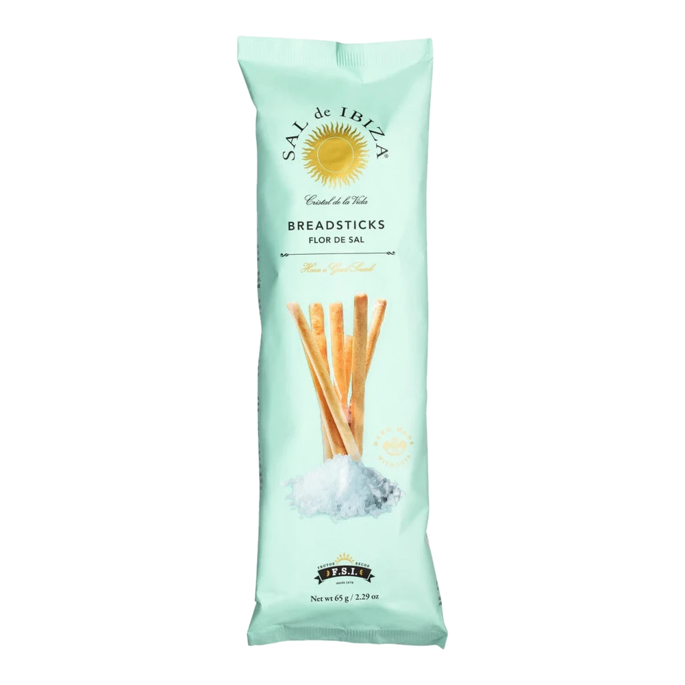 SAL de IBIZA Breadsticks a la Flor de Sal – hand-rolled grissini with Ibizan sea salt in packaging