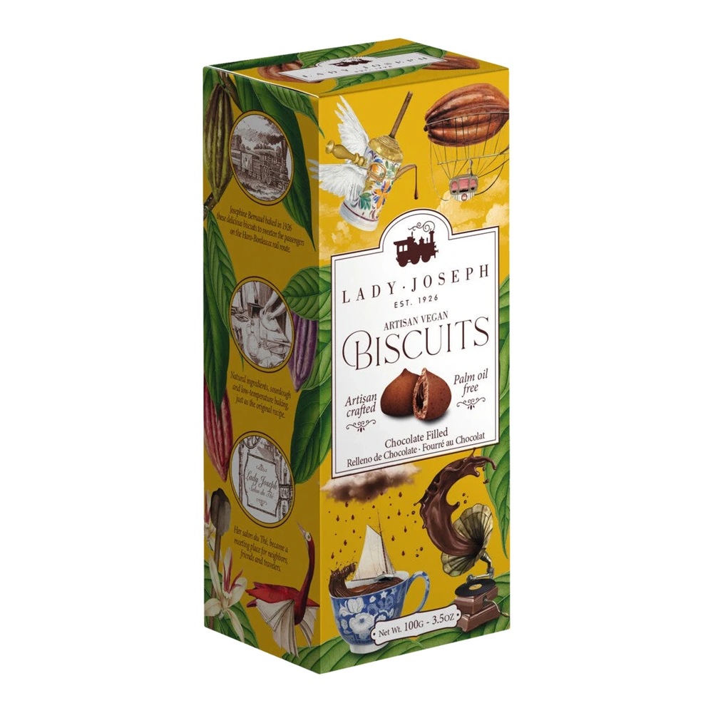Lady Joseph Chocolate filled vegan Cookies – runde Kakaokekse mit Schokoladencreme-Füllung aus Spanien