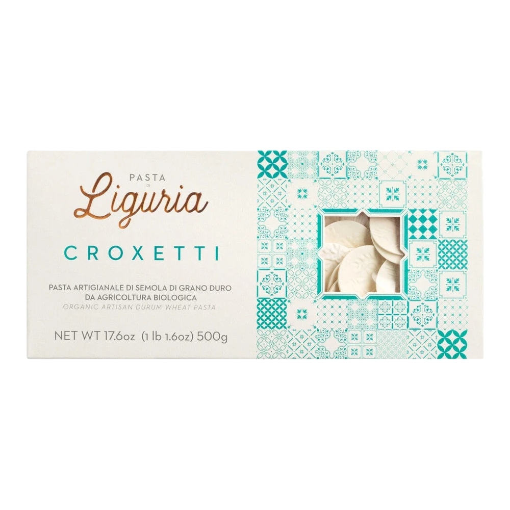 Croxetti Bio – coin-shaped pasta medallions from Liguria with embossed relief, made from organic durum wheat