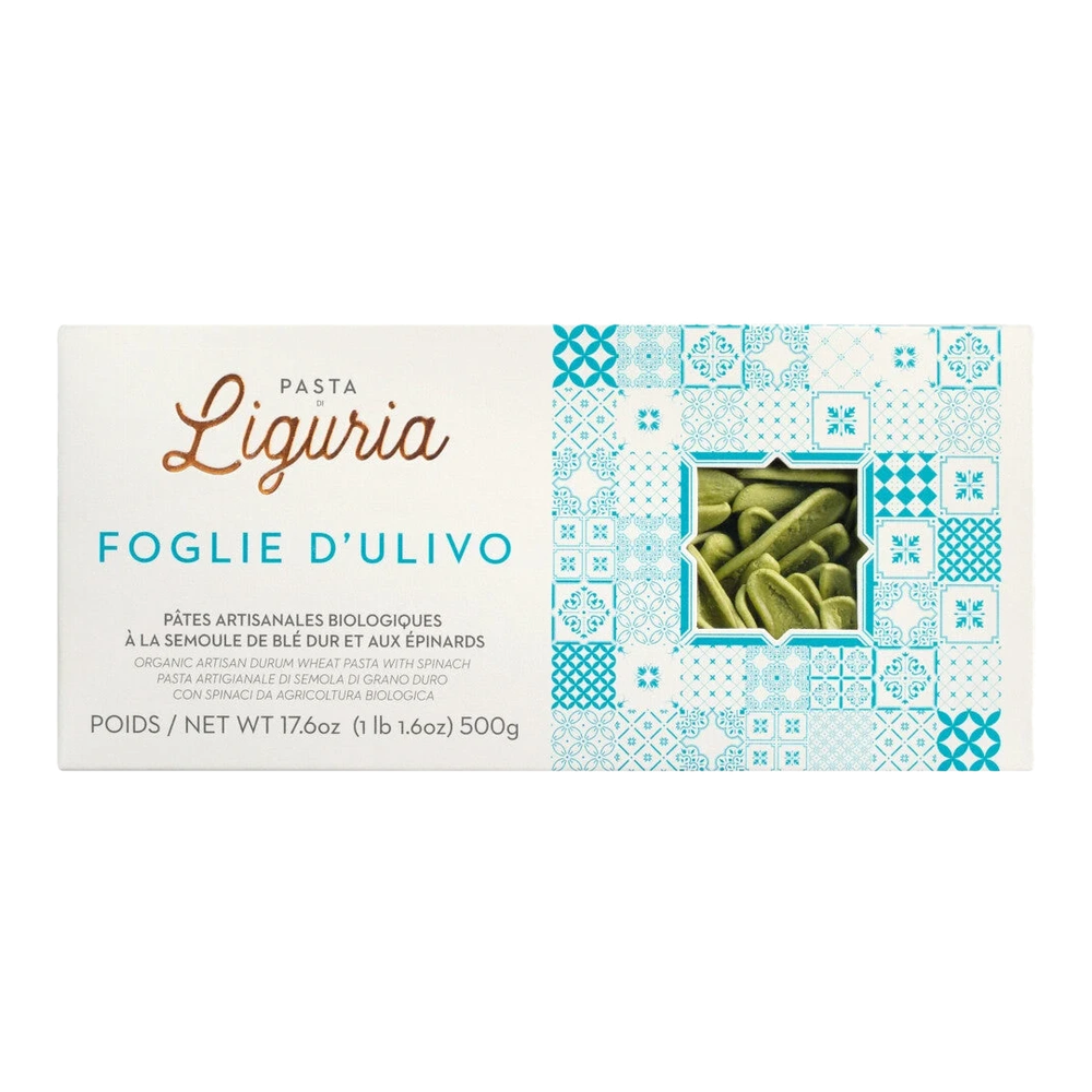 Foglie d'ulivo Bio – olive leaf-shaped, green spinach pasta from Liguria, organic certified