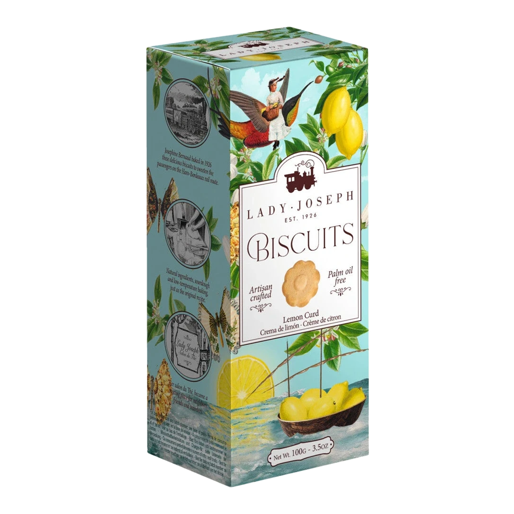 Lady Joseph Lemon Curd Biscuit – mürbe Kekse mit Lemon-Curd-Füllung auf weißem Untergrund