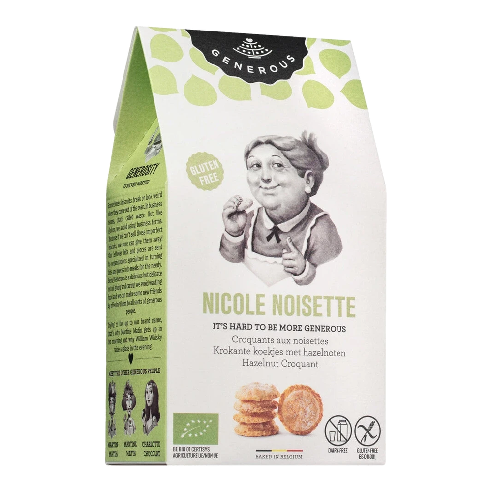 Generous Nicole Noisette – crunchy organic meringue biscuits with Piedmont hazelnuts, gluten-free