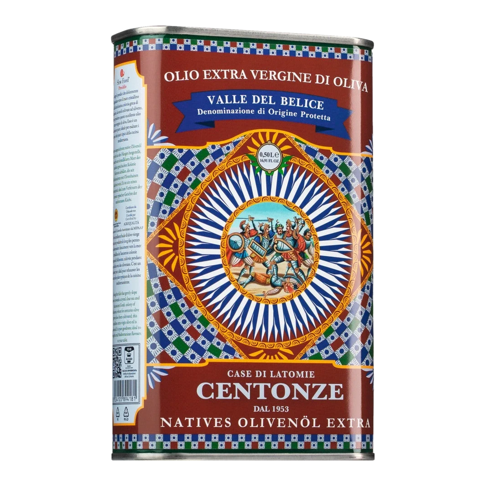 Centonze Olio Extra Vergine DOP Valle del Belice, olive oil from Sicily, in a glass bottle with label