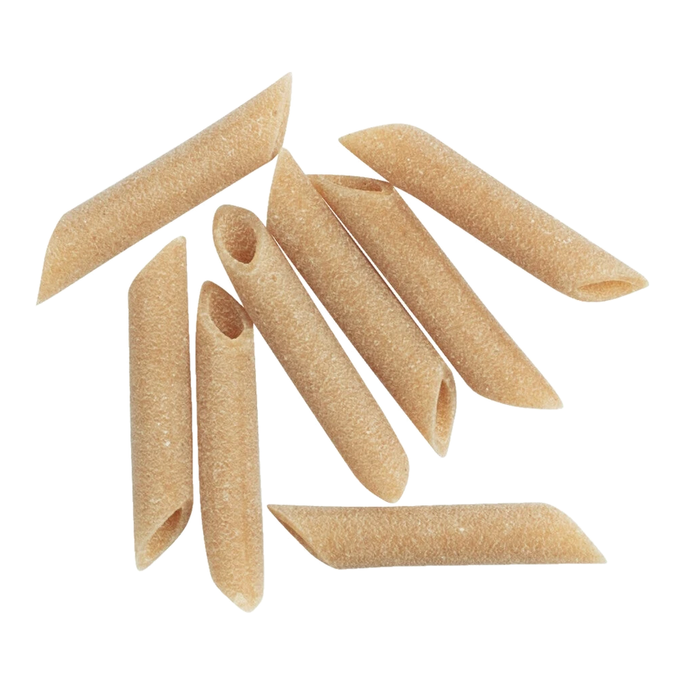 Penne Lisce Turanici Bio made from Senatore Cappelli durum wheat, smooth surface, Italian organic pasta in a package