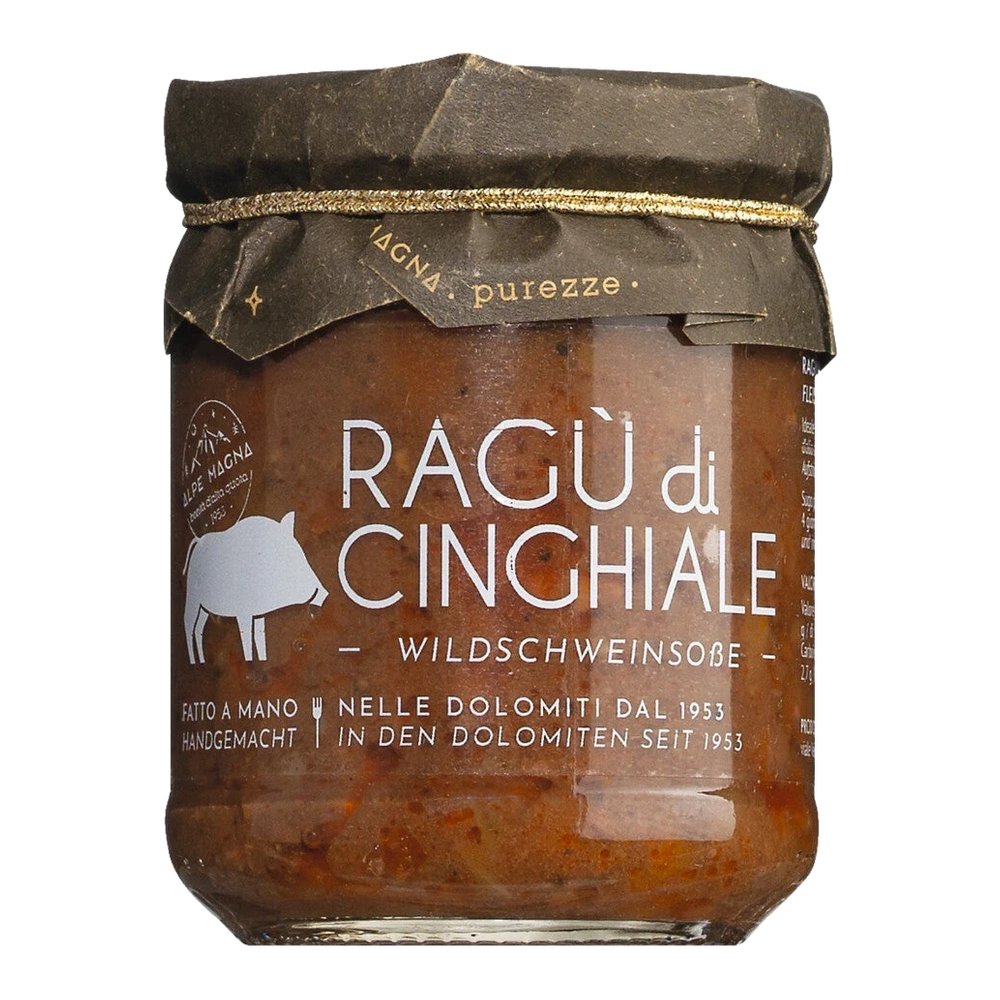 Alpe Magna Ragu di cinghiale – jar with dark wild boar ragù from the Dolomites