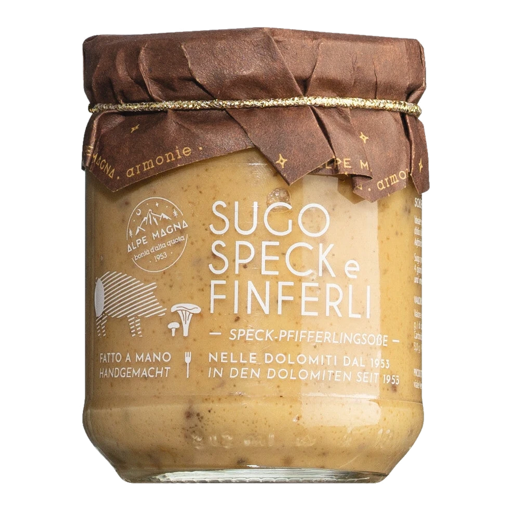 Alpe Magna Sugo speck e finferli – creamy sauce with speck and chanterelles in a jar