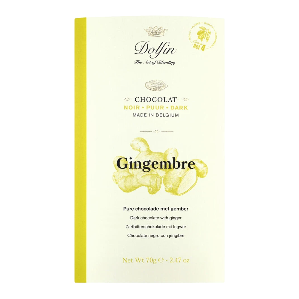 Dark chocolate bar with 60 % cocoa and fresh ginger – Tablette noir au gingembre frais