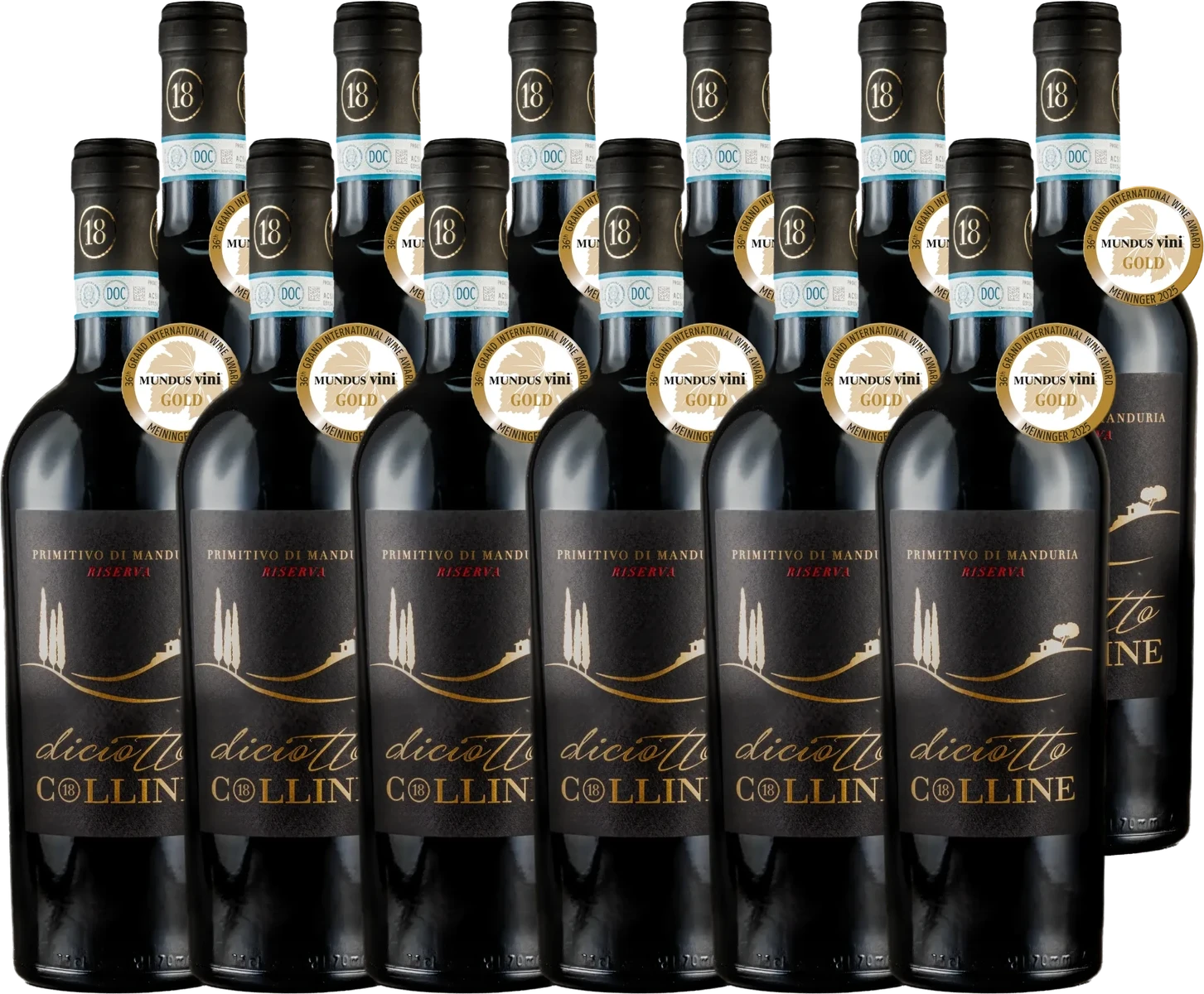 12 Flaschen Torrevento Diciotto Colline Primitivo di Manduria Riserva DOC im Spar-Paket von Vinoscout