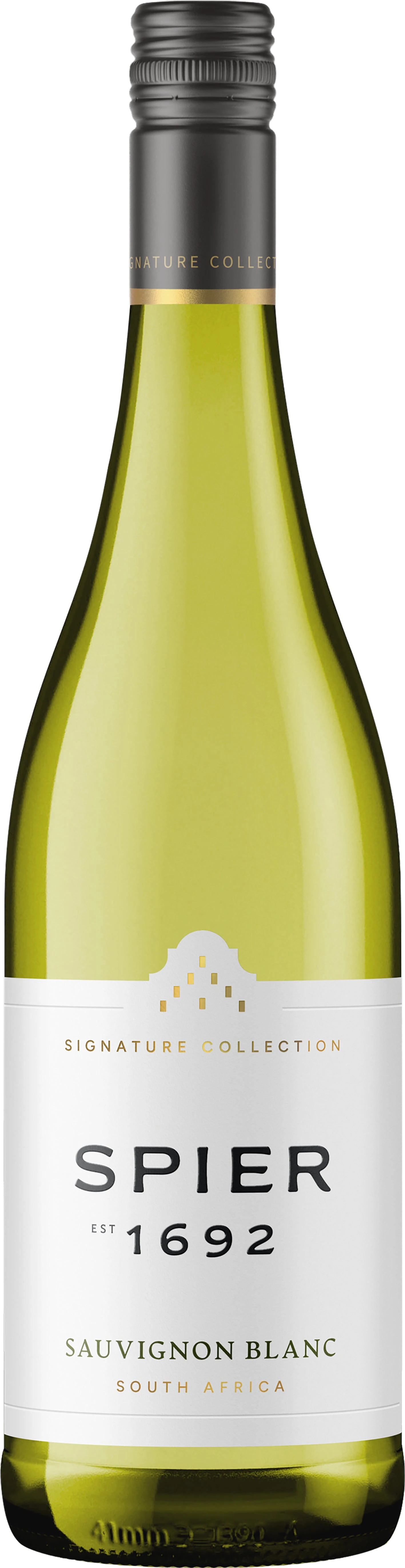 Spier Cellars Spier Signature Sauvignon Blanc – hellgelbe Weißweinflasche mit grünen Reflexen aus Südafrika