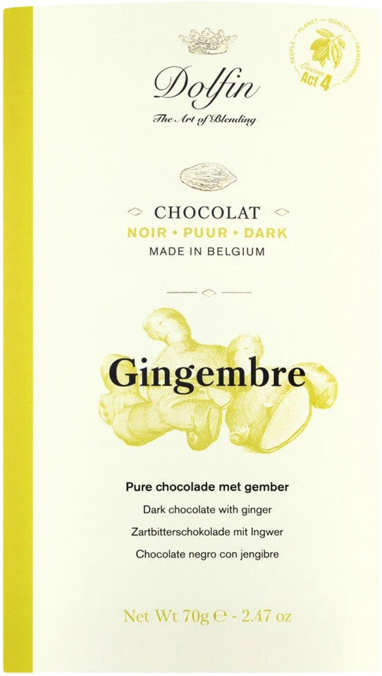 Dunkle Schokoladentafel mit 60 % Kakao und frischem Ingwer – Tablette noir au gingembre frais