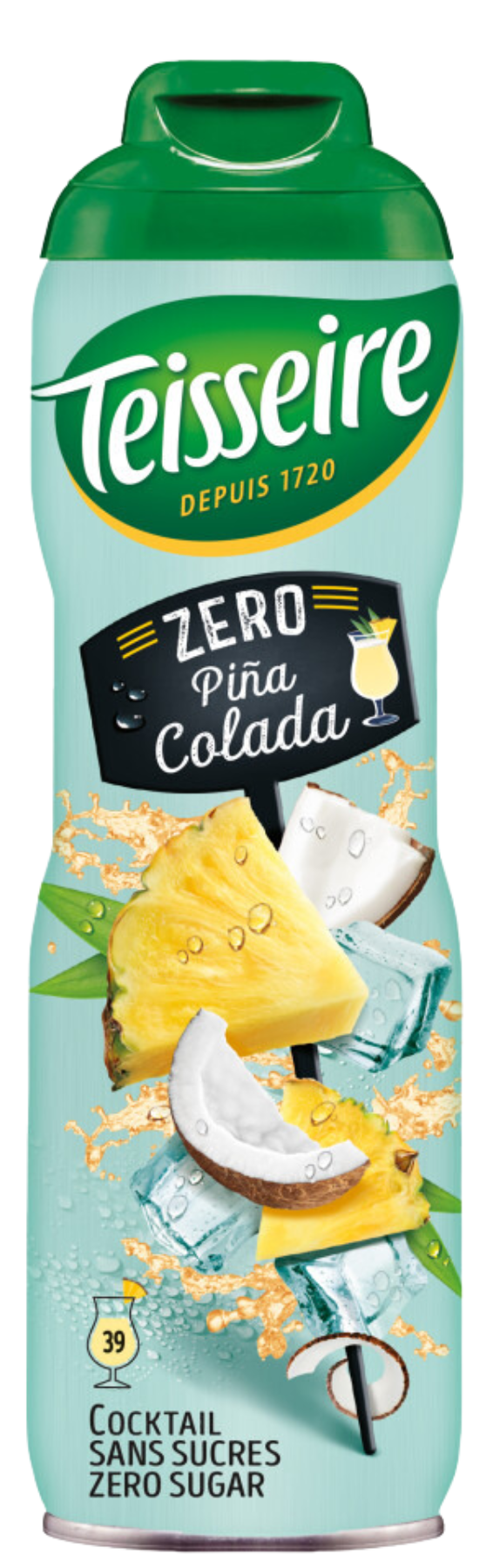 Flasche Mathieu Teisseire Pina Colada Zero, alkoholfreier Sirup mit Ananas- und Kokosgeschmack