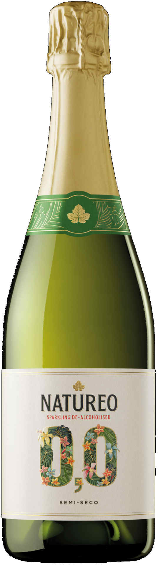 Torres Natureo Sparkling alkoholfrei – helle Schaumweinflasche mit prickelndem Inhalt, 0,75 l