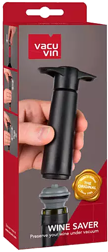 Vacu Vin vacuum pump for wine preservation, grey hand pump with ergonomic handle