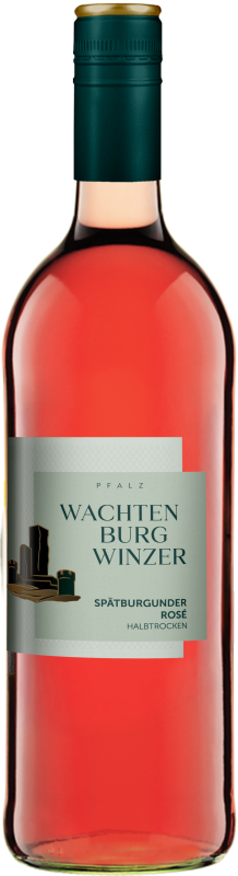Wachtenburg Winzer Spätburgunder Rosé Semi-Dry 1.0 L – salmon-pink rosé wine in a large bottle, Palatinate