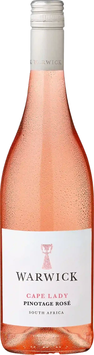 Warwick Estate Cape Lady Pinotage Rosé – rosafarbene Weinflasche aus Südafrika mit elegantem Etikett