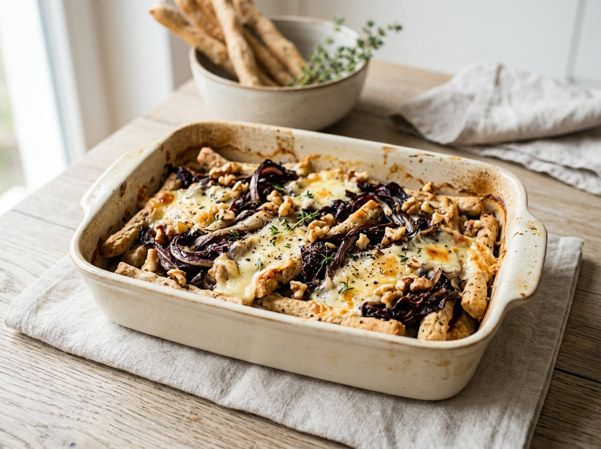 Grissini-Rubatà-Auflauf mit Taleggio und Radicchio — Rezept aus dem Vinoscout-Magazin