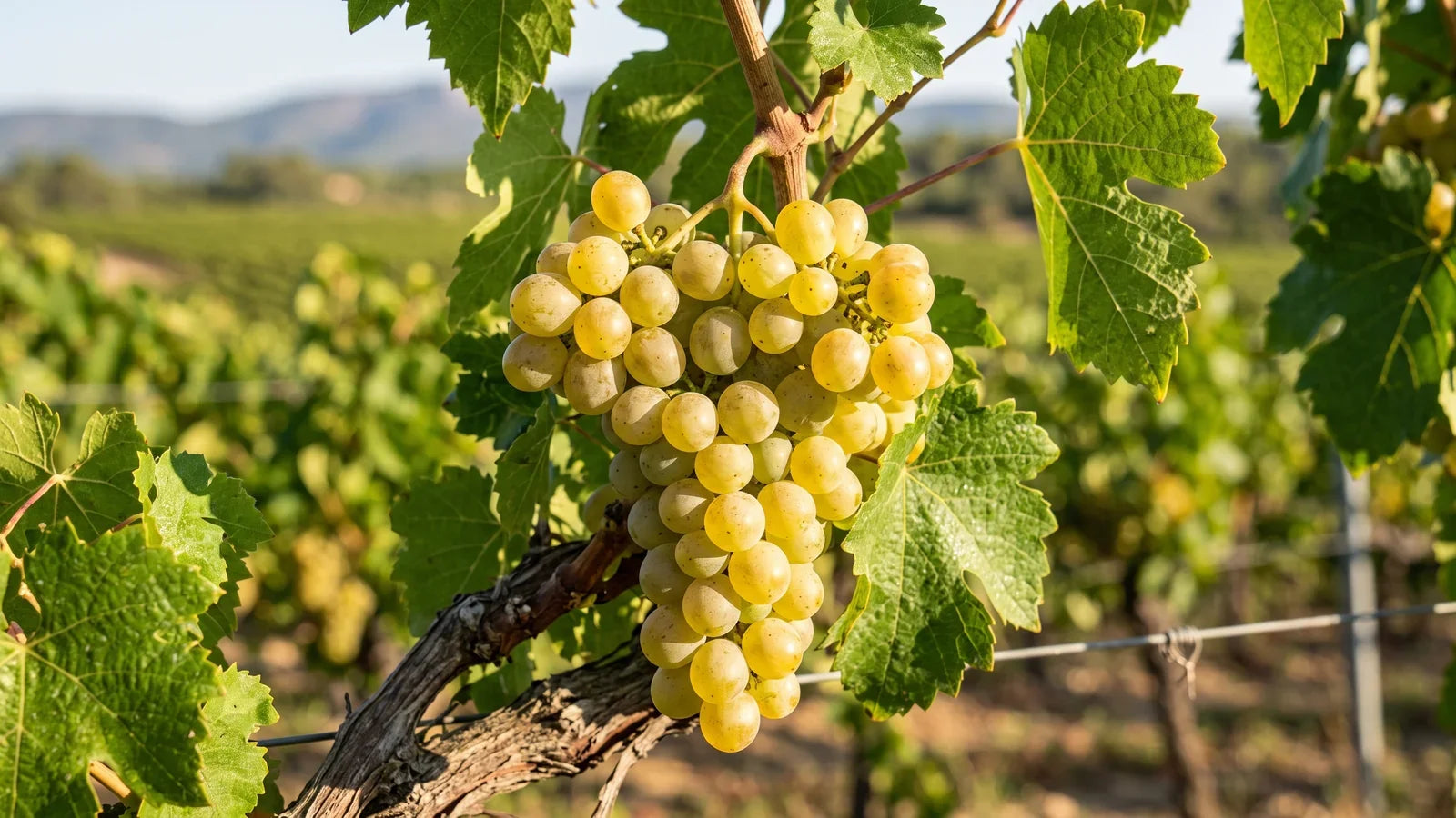 Trauben der Rebsorte Piquepoul Blanc