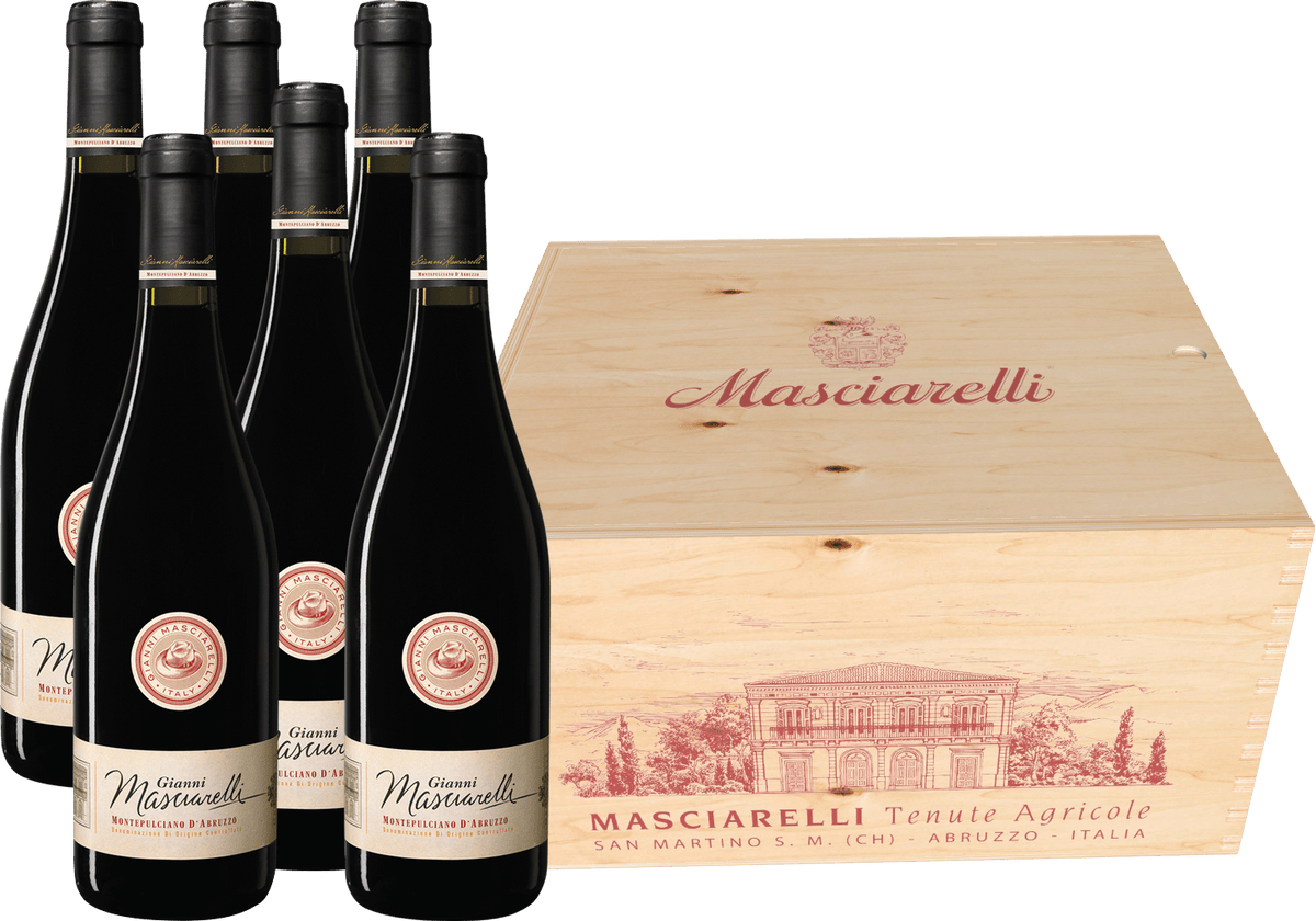 Gianni Masciarelli Montepulciano d’Abruzzo DOC Holzkiste mit 6 Flaschen 4,5L