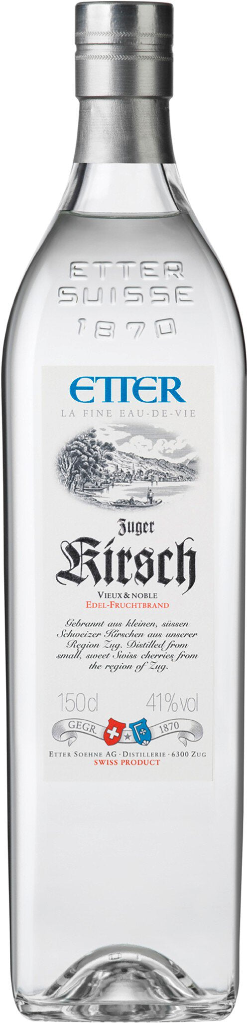 Zuger Etter Kirsch vieux & noble Swiss Kirschwasser, 41% Vol. 1.5L