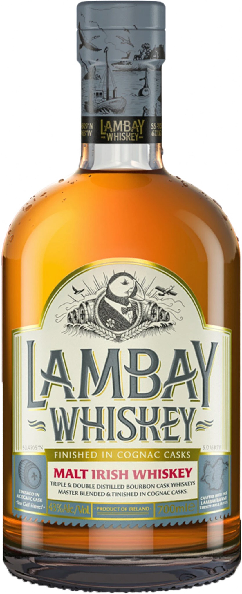 Lambay Malt Irish Whiskey 43% vol cognac-cask finished 0.7L