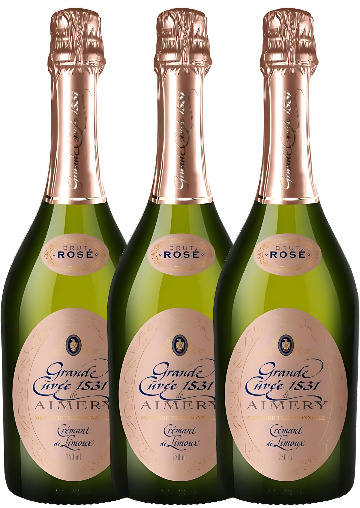 3er Sparpaket Grand Cuvée 1531 de Aimery Crémant Rosé Brut von Sieur d'Arques: drei Flaschen Rosé-Schaumwein aus Limoux.
