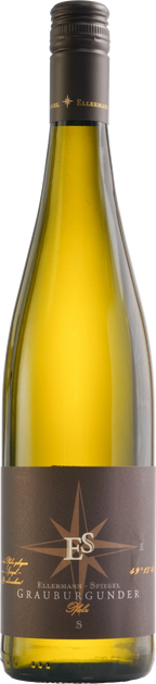 Ellermann-Spiegel Grauburgunder Gutswein, Pfalz – Weißwein in klarer Flasche mit Etikett