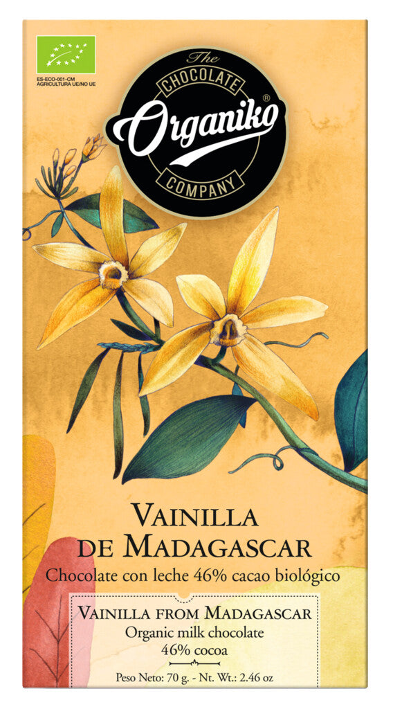 Milk Choc 46% Cocoa Bio + Madagaskar Vanilla, bar