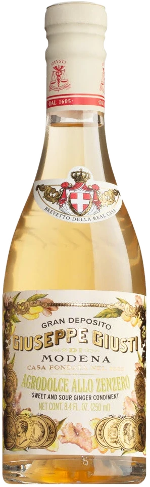 Flasche Agrodolce allo Zenzero von Acetaia Giusti, süß-saures Ingwer-Dressing aus Italien