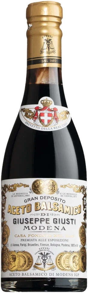 Giusti Aceto Balsamico di Modena IGP 2 Medaglie d'Oro, dunkle Glasflasche mit Etikett, sirupartiger Balsamessig