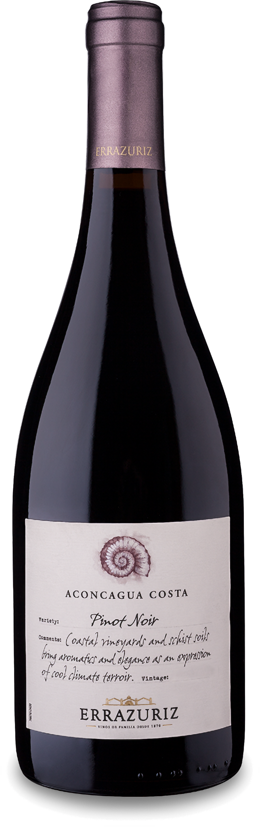 Errazuriz Aconcagua Costa Pinot Noir 0,75 l – dunkle Rotweinflasche mit elegantem Etikett