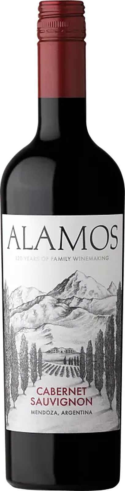 Rote Weinflasche Alamos Cabernet Sauvignon mit Etikett