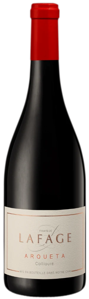 Rotwein Arqueta von Domaine Lafage in dunkler Flasche, Roussillon, Südfrankreich