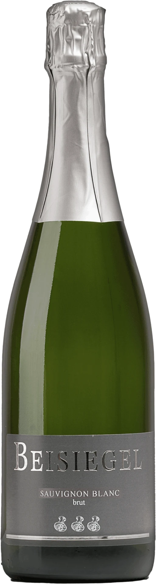 Beisiegel Winery Sauvignon Blanc Brut, light sparkling wine bottle with cork and wire basket