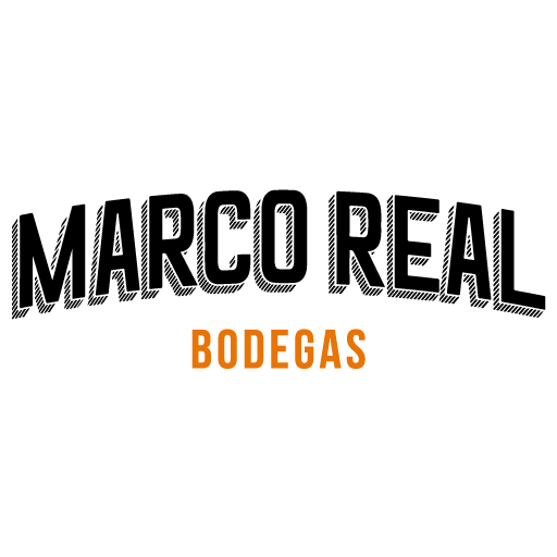 Logo der Bodegas Marco Real, Schriftzug in Schwarz mit dem Zusatz Bodegas in Orange