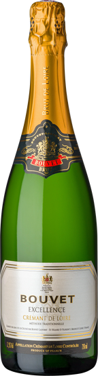 Flasche Bouvet Ladubay Crémant de Loire Excellence Brut, strohgoldene Farbe, feine Perlage