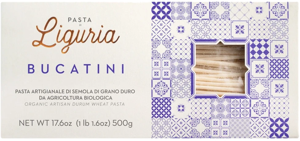 Bucatini Bio, lange Hohlnudeln aus Italien. Dickere Pasta mit feinem Kanal in der Mitte, aus biologischem Anbau.