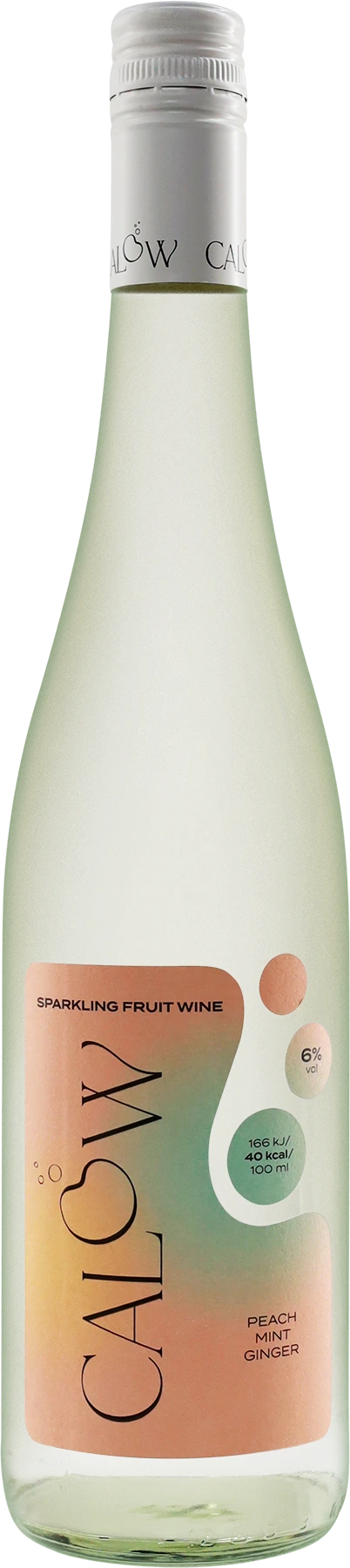 CALOW Pfirsich-Ingwer Weinaperitif, fertig gemixt, mit Pfirsich-, Ingwer- und Minzaroma, wenig Alkohol und Kalorien