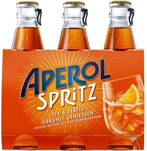 Campari Aperol Spritz 3er Pack – drei Flaschen des orangefarbenen italienischen Aperitifs nebeneinander
