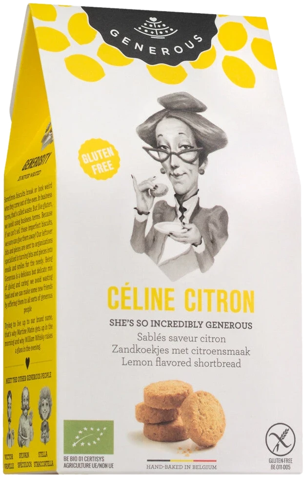 Céline Citron – glutenfreier Bio-Butterkeks aus Buchweizenmehl mit Zitronenaroma, in Packung