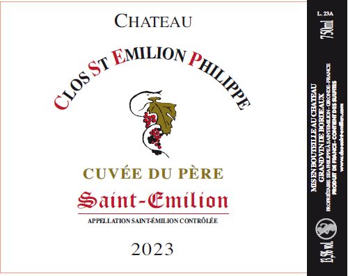 Château Clos Saint-Émilion Philippe, red wine from Saint-Émilion, dark bottle with classic Bordeaux label